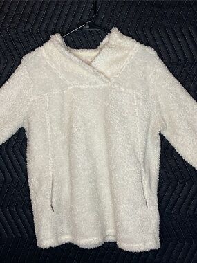 Plush White Cowl Neck Women's Sweater